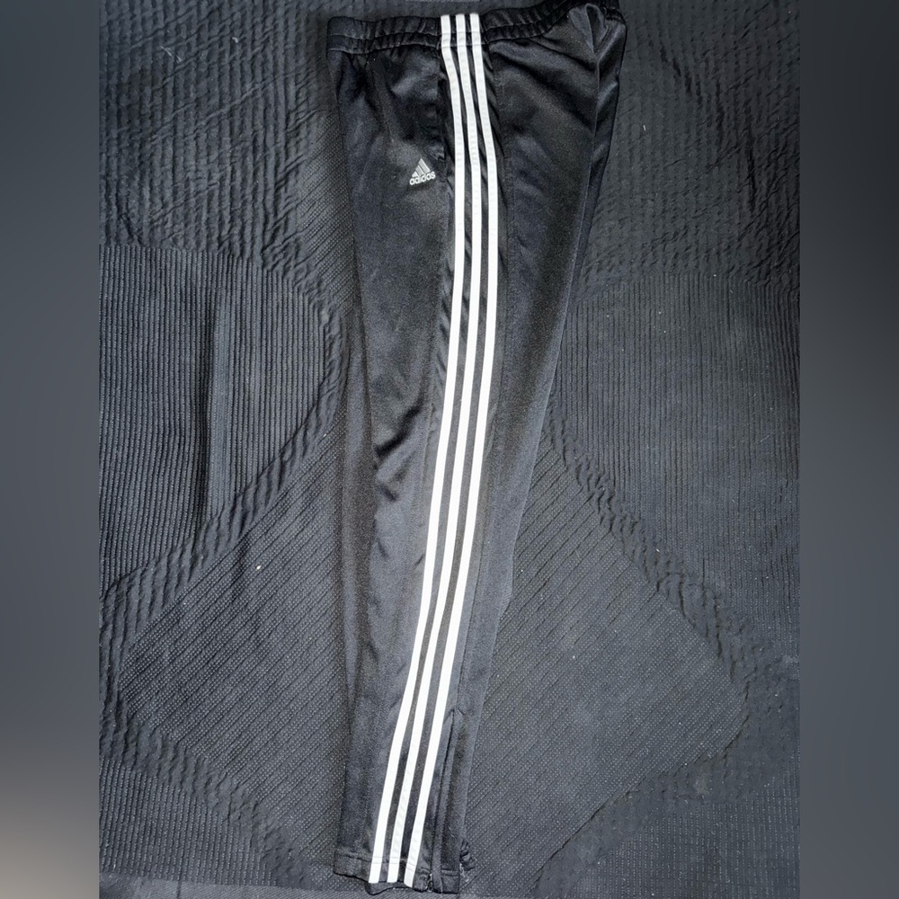 Adidas Kids Black Joggers with White Stripes